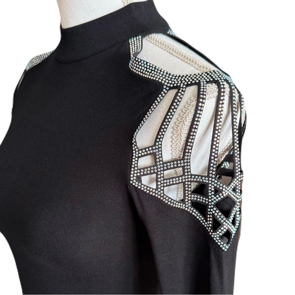 Miss Moi Luxury Long Sleeve Women Tops With Crystals Rhinestones Size Medium - Picture 4 of 12